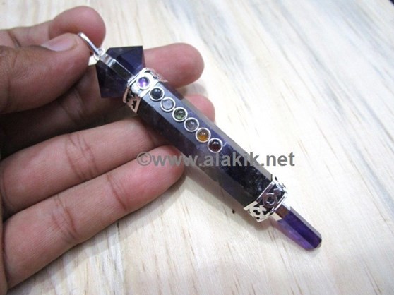 Picture of Full Amethyst Chakra Mini Healing Wand with Herkimer Pendant