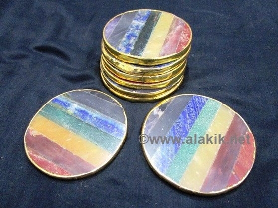 Picture of Chakra Bonded Round Coasters Gold Plated