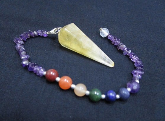 Picture of Citrine Pendulum with Amethyst Chips Chakra Beads chain