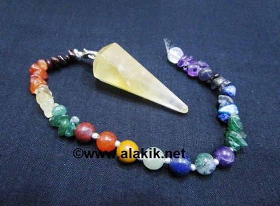 Picture of Citrine Pendulum with Chakra Chips Beads chain