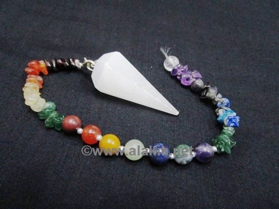 Picture of Selenite Pendulum with Chakra Chips Beads chain