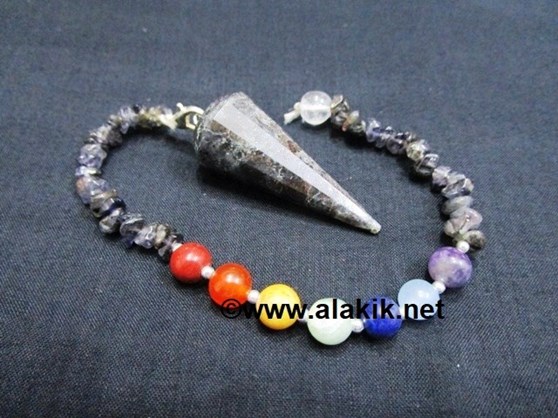 Picture of Iolite Pendulum with Iolite Chips Chakra Beads chain
