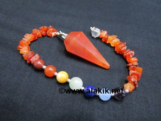 Picture of Red Carnelian Pendulum with RC Chips Chakra Beads chain