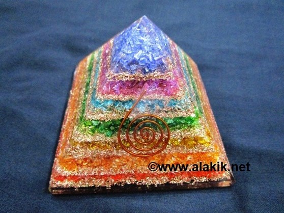 Picture of Chakra Orgone Layer Pyramid with Golden Flakes 85mm