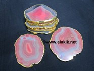 Picture of Red Onyx Coasters Gold Plated