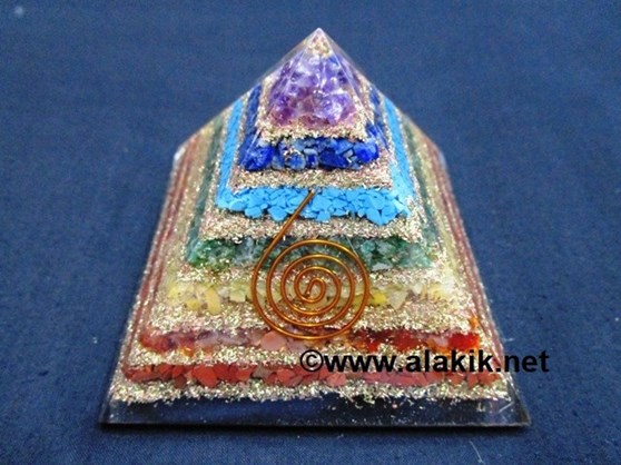 Picture of Genuine Chakra Stone Orgone Layer Pyramid with Golden Flakes 85mm