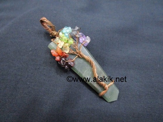 Picture of Green Avi Flat Stick Chakra Tree of life Copper pendant