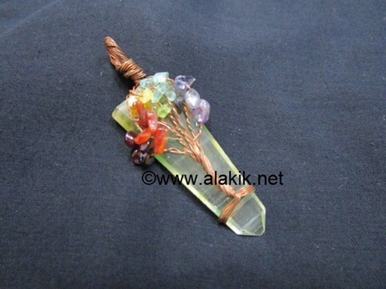 Picture of Mulit Flourite Flat Stick Chakra Tree of life Copper pendant