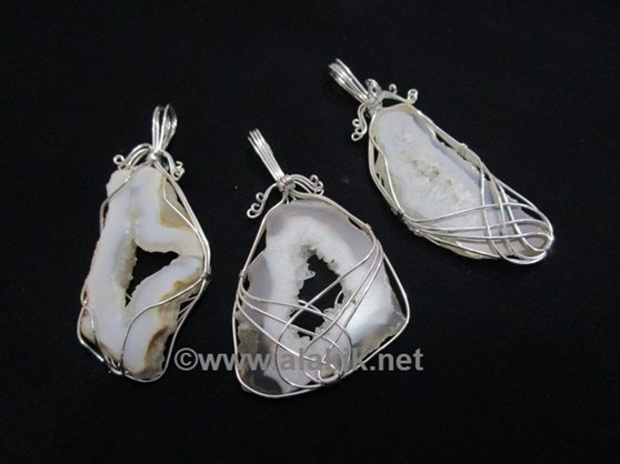 Picture of Agate Silce Silver Wire Wrapped Pendant