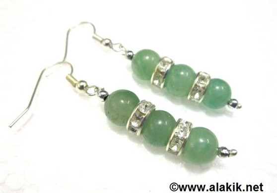 Picture of 3 Green Jade with diamond ring earring
