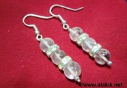 Picture of 3 Crystal quartz bead with Diamond ring Earring