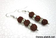 Picture of 3 Rudraksha with Diamond Ring Earring