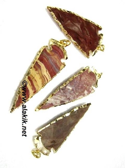 Picture of 2inch Jasper Electro plated Arrowhead pendants