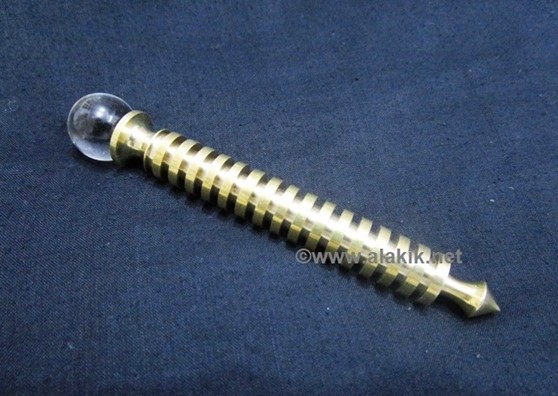 Picture of 16 Plate Isisi Brass Mini Healing Wand with Crystal Ball