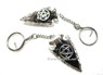 Picture of 2inch Black Obsidian Electroplated keyring with pentagram, Picture 1
