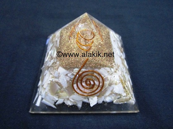 Picture of Scolecite With Mother of Pearl Orgone Pyramid