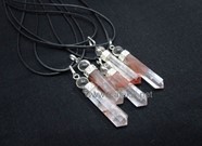 Show details for Lithium Quartz 2pc Cap Pendants with Cord Picture of Lithium Quartz 2pc Cap Pendants with Cord