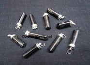 Show details for African Black Tourmaline Cap Pencil Pendant Picture of African Black Tourmaline Cap Pencil Pendant