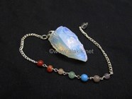 Show details for Raw Opalite Pendulums with Chakra Chain Picture of Raw Opalite Pendulums with Chakra Chain