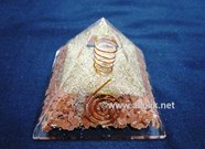 Show details for Brown Sunstone Orgone Pyramid with Crystal Point Picture of Brown Sunstone Orgone Pyramid with Crystal Point