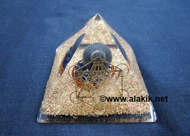 Picture of Shungite Orgone Pyramids With Ball & Chakra Mandala