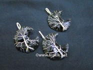 Show details for Black Obsidian Crescent Moon Wire Wrapped Silver Pendant Picture of Black Obsidian Crescent Moon Wire Wrapped Silver Pendant