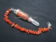 Picture of Red Cornelian Chip Bottle pendulum with Red Cornelian chip OM chain