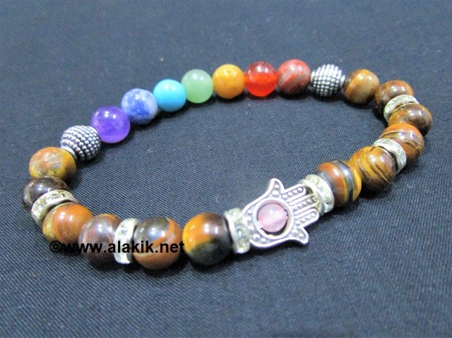 Picture of Tiger Eye Chakra Bracelet with Hamsa