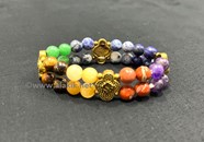 Show details for Chakra Double Line Bracelet with Golden Charm Picture of Chakra Double Line Bracelet with Golden Charm