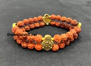 Show details for Rudraksha Double  Line Bracelet with Golden Om Charm Picture of Rudraksha Double  Line Bracelet with Golden Om Charm
