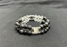 Picture of Black Obsidian Matte with Crystal Quartz Double line Bracelet with OM Charm, Picture 1