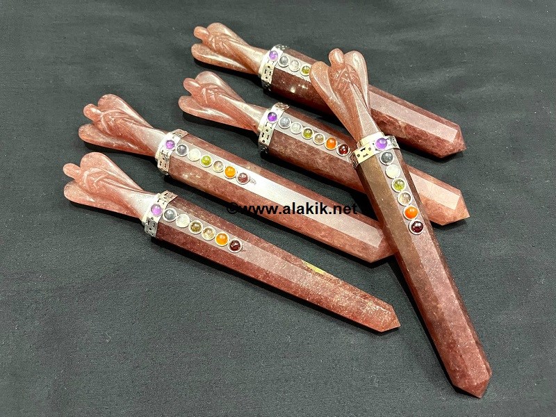 Picture of Strawberry Quartz Chakra Angel Wands