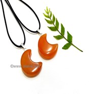 Show details for Orange Jade Crescent Moon Pendant Picture of Orange Jade Crescent Moon Pendant