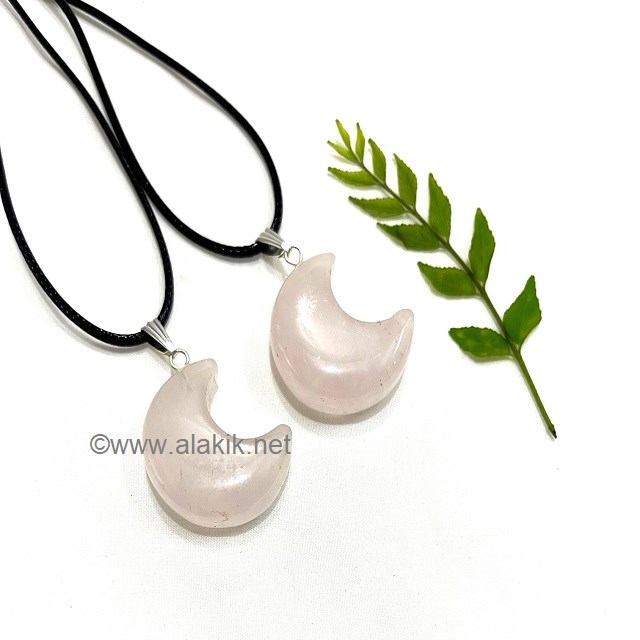 Picture of Rose Quartz Crescent Moon Pendant