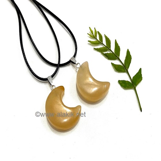 Picture of Yellow Jade Crescent Moon Pendant