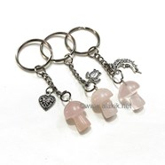 Show details for Rose Quartz Baby Mushroom Keyrings Picture of Rose Quartz Baby Mushroom Keyrings