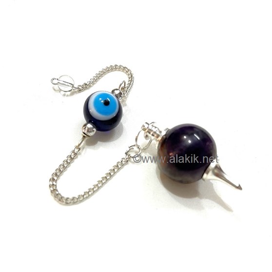 Picture of Amethyst Ball Pendulum with Evil Eye Bead Chain