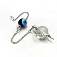 Show details for Crystal Quartz Ball Pendulum with Evil Eye Bead Chain Picture of Crystal Quartz Ball Pendulum with Evil Eye Bead Chain