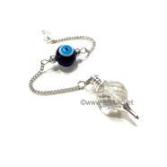 Show details for Crystal Quartz Facetted Ball Pendulum with Evil Eye Bead Chain Picture of Crystal Quartz Facetted Ball Pendulum with Evil Eye Bead Chain