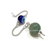 Show details for Green Aventurine Ball Pendulum with Evil Eye Bead Chain Picture of Green Aventurine Ball Pendulum with Evil Eye Bead Chain