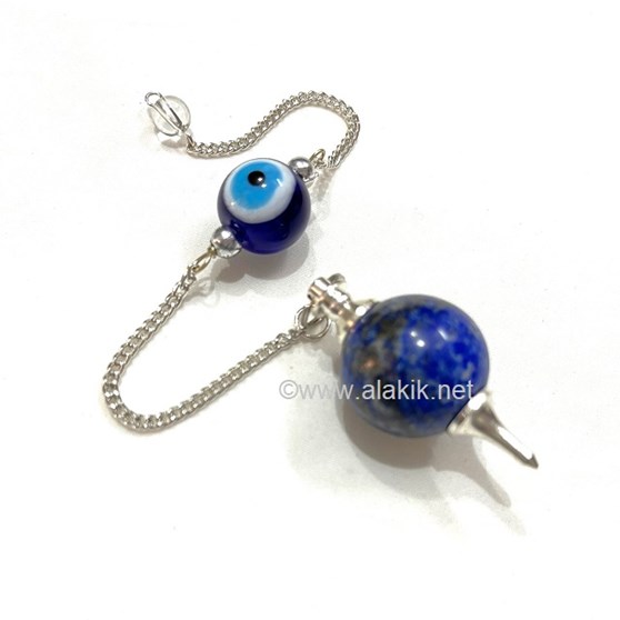 Picture of Lapis Lazuli Ball Pendulum with Evil Eye Bead Chain
