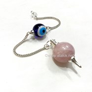 Show details for Rose Quartz Ball Pendulum with Evil Eye Bead Chain Picture of Rose Quartz Ball Pendulum with Evil Eye Bead Chain