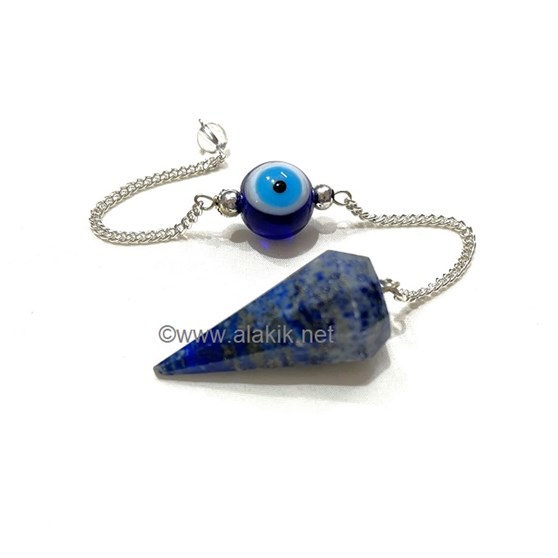 Picture of Lapis Lazuli Facetted Pendulum with Evil Eye Chain