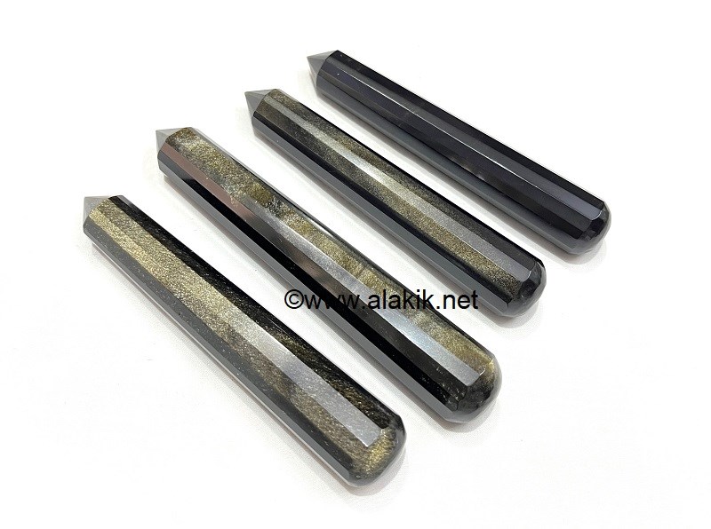 Picture of Golden Sheen Obsidian 16 Facet Massage Wands