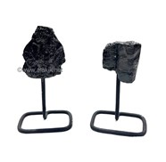 Show details for Black Tourmaline Chunks on Stand  Picture of Black Tourmaline Chunks on Stand