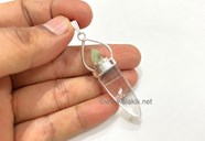 Show details for Crystal Quartz cone with Green Apophyllite Tips Pendant Picture of Crystal Quartz cone with Green Apophyllite Tips Pendant