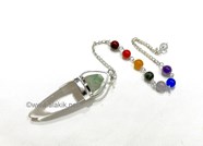 Show details for Crystal Quartz cone with Green Apophyllite Tips Chakra chain Pendulum Picture of Crystal Quartz cone with Green Apophyllite Tips Chakra chain Pendulum