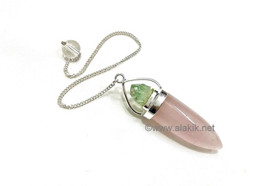 Picture of Rose Quartz cone with Green Apophyllite Tips Pendulum