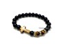 Picture of Matte Black Obsidian Tiger Eye Cross Bracelet with Diamond Ring, Picture 1