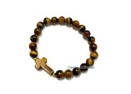 Show details for Tiger Eye Cross Bracelet Picture of Tiger Eye Cross Bracelet
